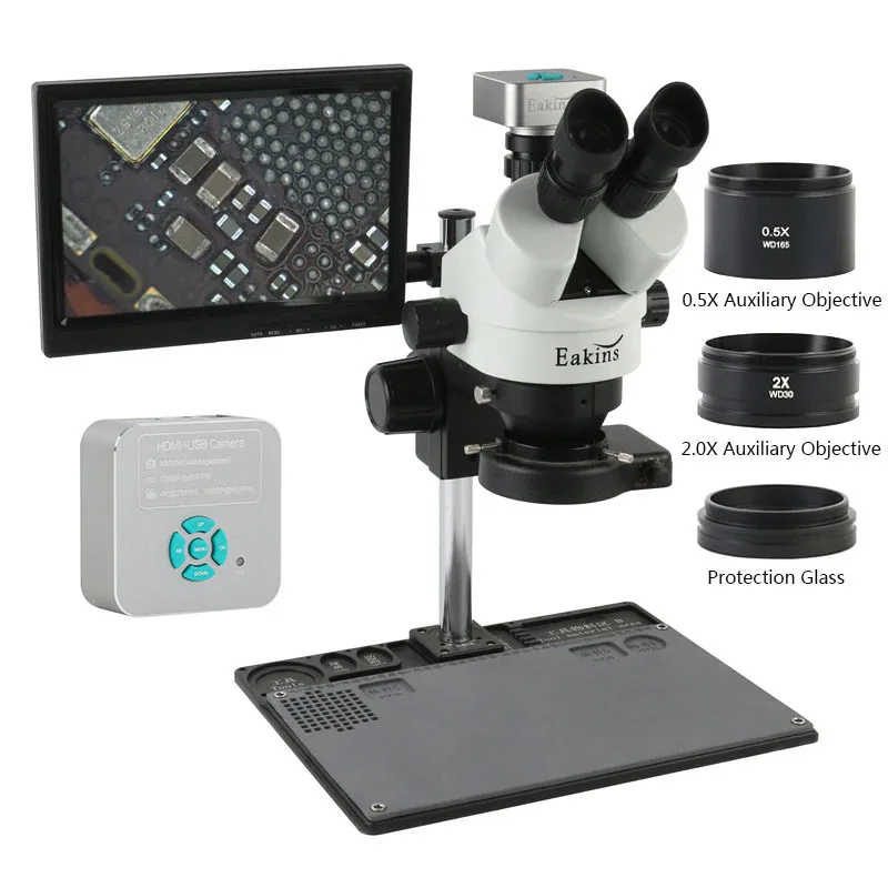 Simul-Focal Industrial Microscope 4K Hdmi - 7X 45X ซูมอุตสาหกรรม Simul-FOCAL HDMI USB