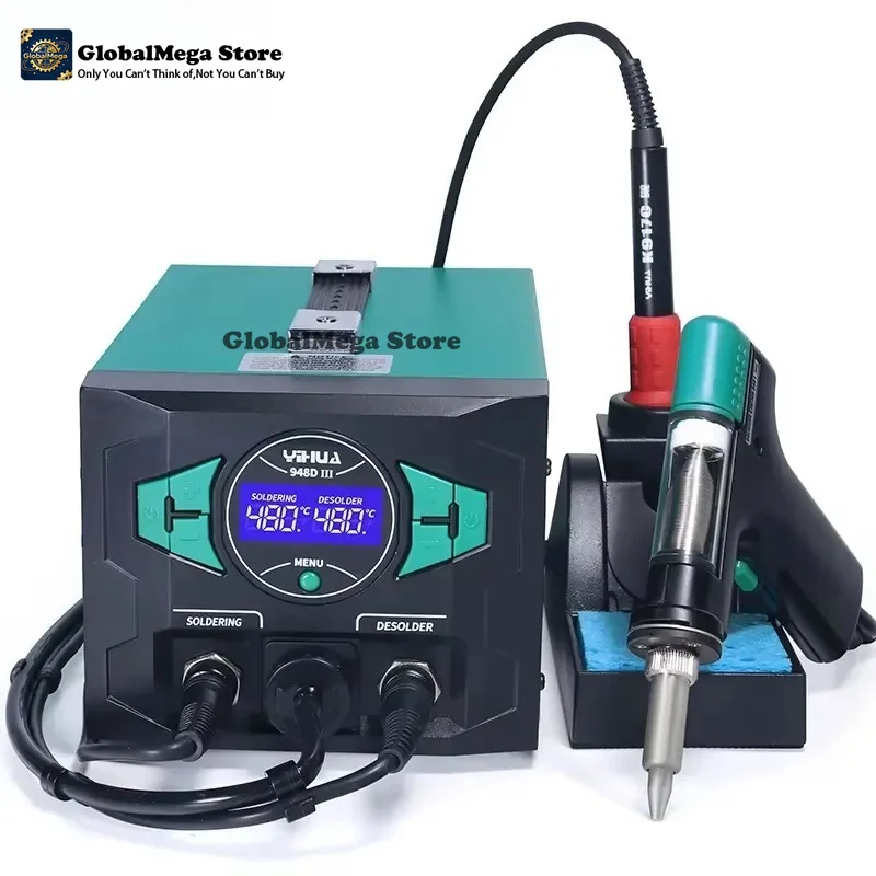 Desoldering Pump Electric Vacuum Station - สถานีดูดตะกั่วไฟฟ้ารุ่นล่าสุดปี 2026 948D III ชุดหัวแร้งบัดกรีพร้อมปั๊มสุญญากาศสำหรับซ่อม PCB