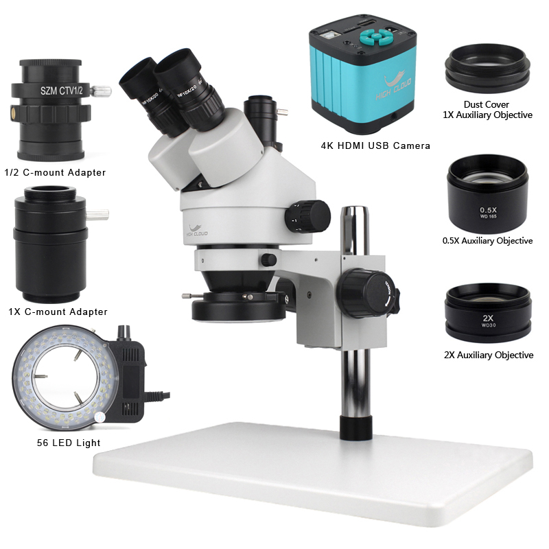 Simul-Focal Industrial Microscope 4K Hdmi - โทรศัพท์ PCB บัดกรีซ่อม Lab อุตสาหกรรม 7X