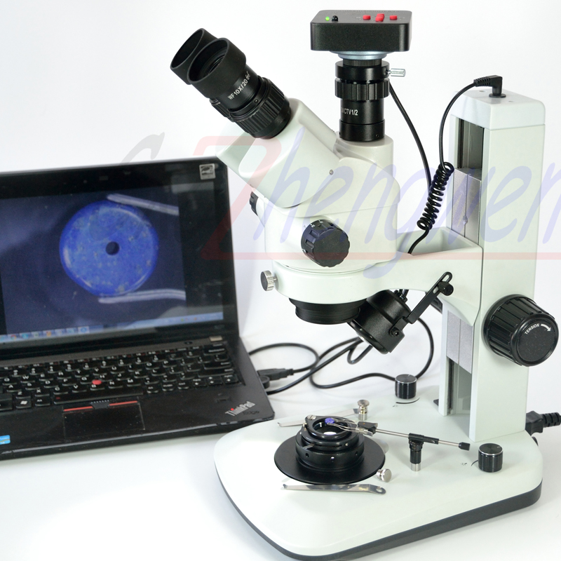 Trinocular Stereo Microscope 7X-45X - FYSCOPE 3.5X-90X 7X-45X แอดวานซ์จิวเวลเจมสเตอริโอซูมกล้องจุลทรรศน์ + กล้อง