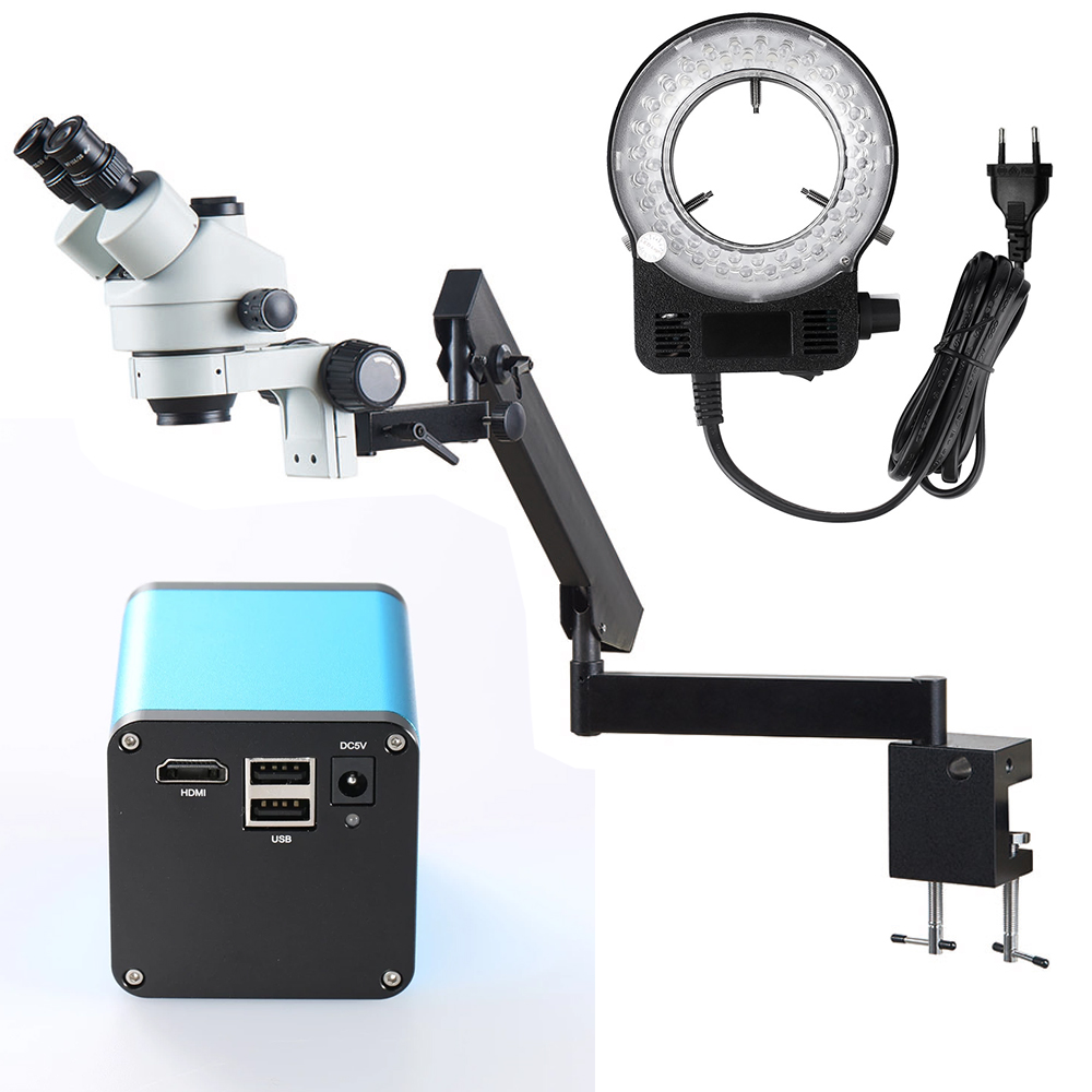 แขนปรับระดับได้พร้อมข้อต่อพับไ - Trinocular Stereo Microscope 7X-45X บทวิจารณ์และราคา