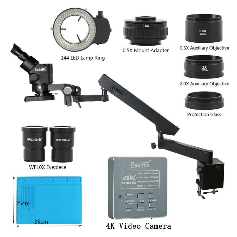 3.5X 90XArticulating แขนเสา CL - Simul-Focal Industrial Microscope 4K Hdmi บทวิจารณ์และราคา