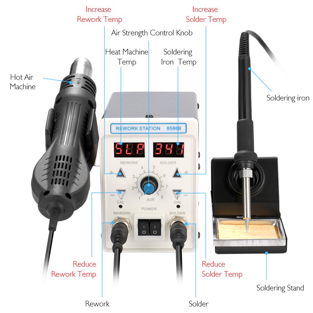 สถานีบัดกรีลมร้อนดิจิตอล APD-8 - 2 In 1 Soldering Rework Station 750W บทวิจารณ์และราคา