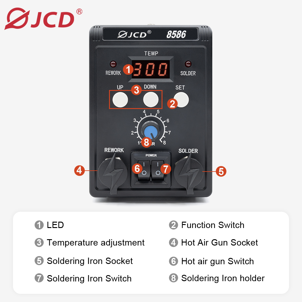 JCD 750W 8586 2 in 1 ปืนลมร้อน - 2 In 1 Soldering Rework Station 750W บทวิจารณ์และราคา