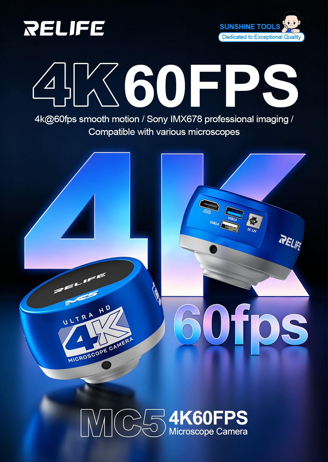 กล้องไมโครสโคป RELIFE MC5 4K 6 - 4K Microscope Camera Sony Sensor บทวิจารณ์และราคา