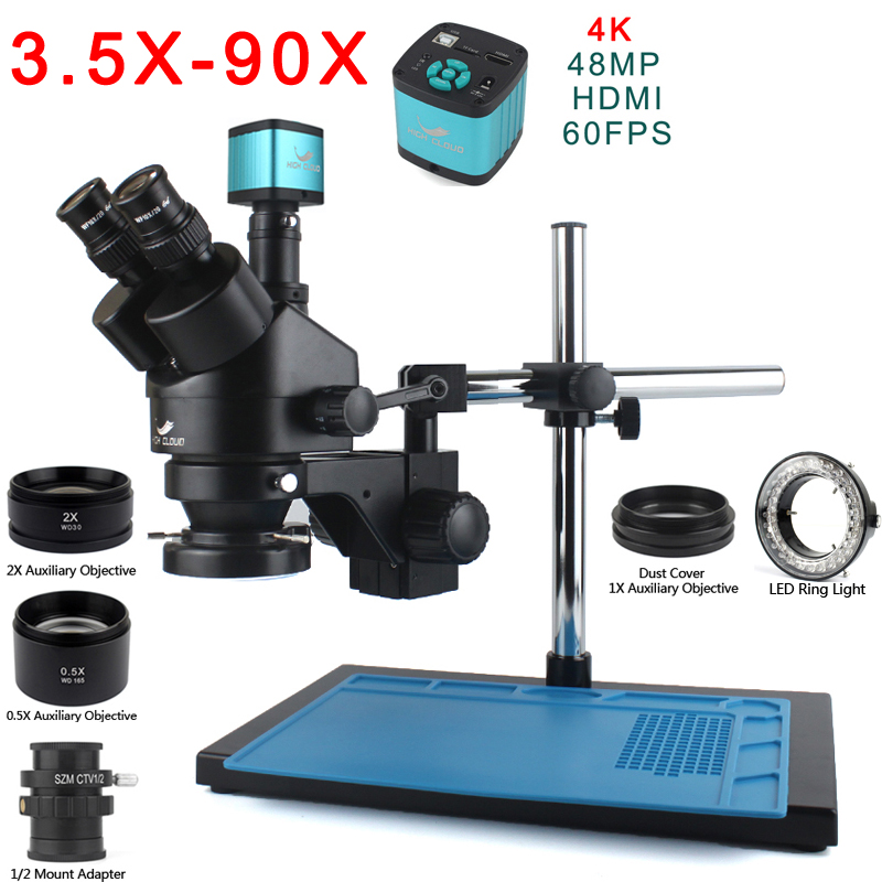 กล้องจุลทรรศน์สเตอริโอแบบซูม 7 - Trinocular Stereo Microscope 7X-45X บทวิจารณ์และราคา